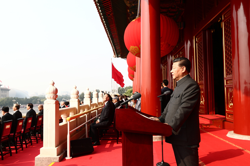 10月1日上午，慶祝中華人民共和國成立70周年大會在北京天安門廣場隆重舉行。中共中央總書記、國家主席、中央軍委主席習(xí)近平發(fā)表重要講話。